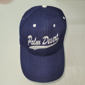 Palm Desert Hat Mens OS Hook & Loop Back Ballcap Blue Golf Logo‎